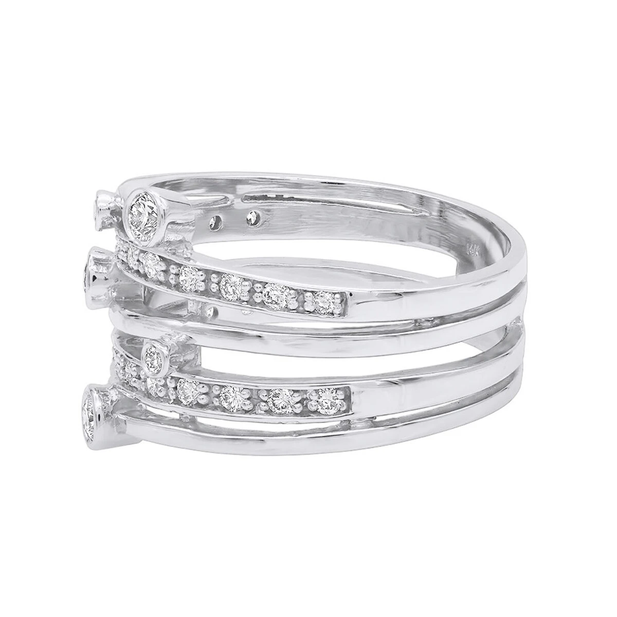 14K White Gold Round Diamond Right Hand Women's Ring 0.40ct 14.5mm 6 14K White Gold Round Diamond Right Hand Women's Ring 0.40ct 14.5mm - Image 4