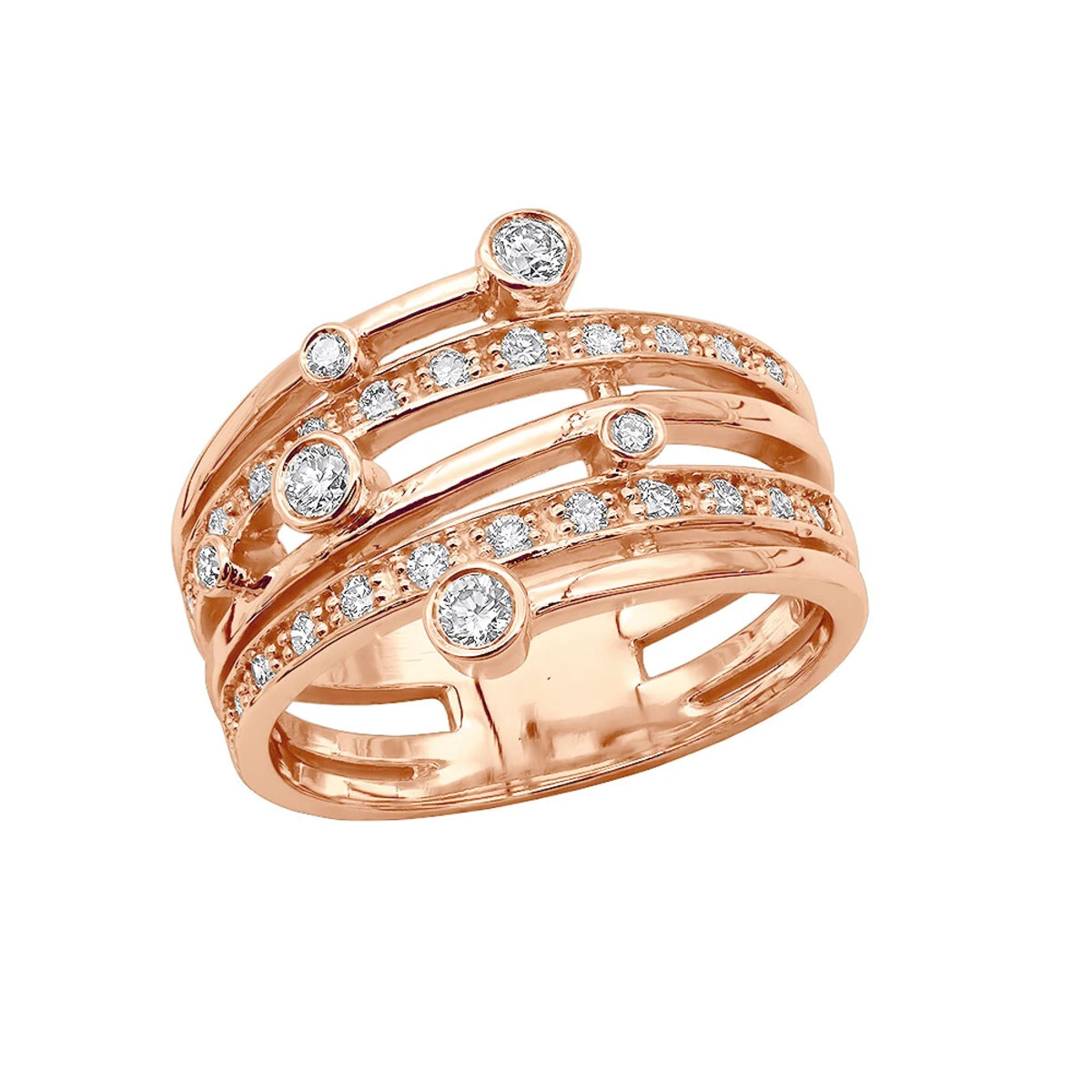 14K White Gold Round Diamond Right Hand Women's Ring 0.40ct 14.5mm 5 14K White Gold Round Diamond Right Hand Women's Ring 0.40ct 14.5mm - Image 3