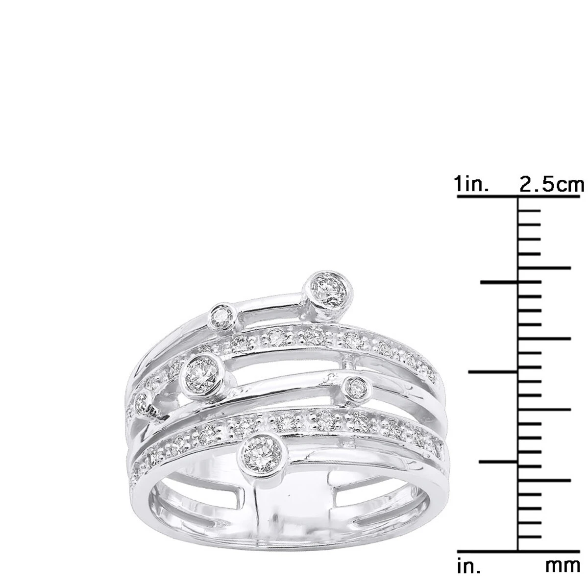 14K White Gold Round Diamond Right Hand Women's Ring 0.40ct 14.5mm 10 14K White Gold Round Diamond Right Hand Women's Ring 0.40ct 14.5mm - Image 8