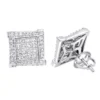 14K White Gold 1 Carat Round & Princess Cut Diamond Earrings Square Studs Men's Or Women's -Outlet Radiant Bijou Store 14k gold round princess cut diamond earrings square studs by luxurman mainwh