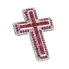 14K White Gold Ruby Cross Pendant Round Princess Cut 2.85ct By Luxurman