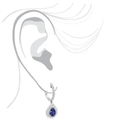 14K White Gold Sapphire Diamond Pear Shape Drop Earrings For Women By Luxurman -Outlet Radiant Bijou Store 14k gold sapphire diamond pear shape drop earrings for women by luxurman bodwh