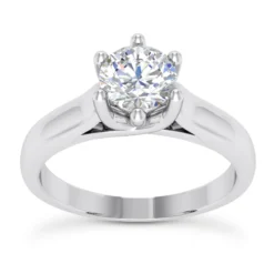 14K White Gold Six-Prong Engagement Ring Mounting 3.2mm