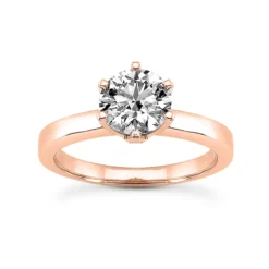 14K White Gold Six-Prong Solitaire Engagement Ring 0.50ct 2.5mm -Outlet Radiant Bijou Store 14k gold six prong solitaire engagement ring 050ct p 23101 rose 20220426