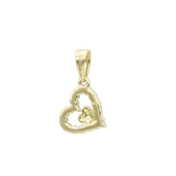 14K Yellow Gold Small Diamond Heart Pendant For Women By Luxurman -Outlet Radiant Bijou Store 14k gold small diamond heart pendant for women by luxurman backye