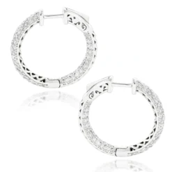 14K White Gold Small Inside Out Diamond Hoop Earrings For Women 2.7ct 1 Inch 11 14K White Gold Small Inside Out Diamond Hoop Earrings For Women 2.7ct 1 Inch -Outlet Radiant Bijou Store 14k gold small inside out diamond hoop earrings 242ct p 6933 backwh