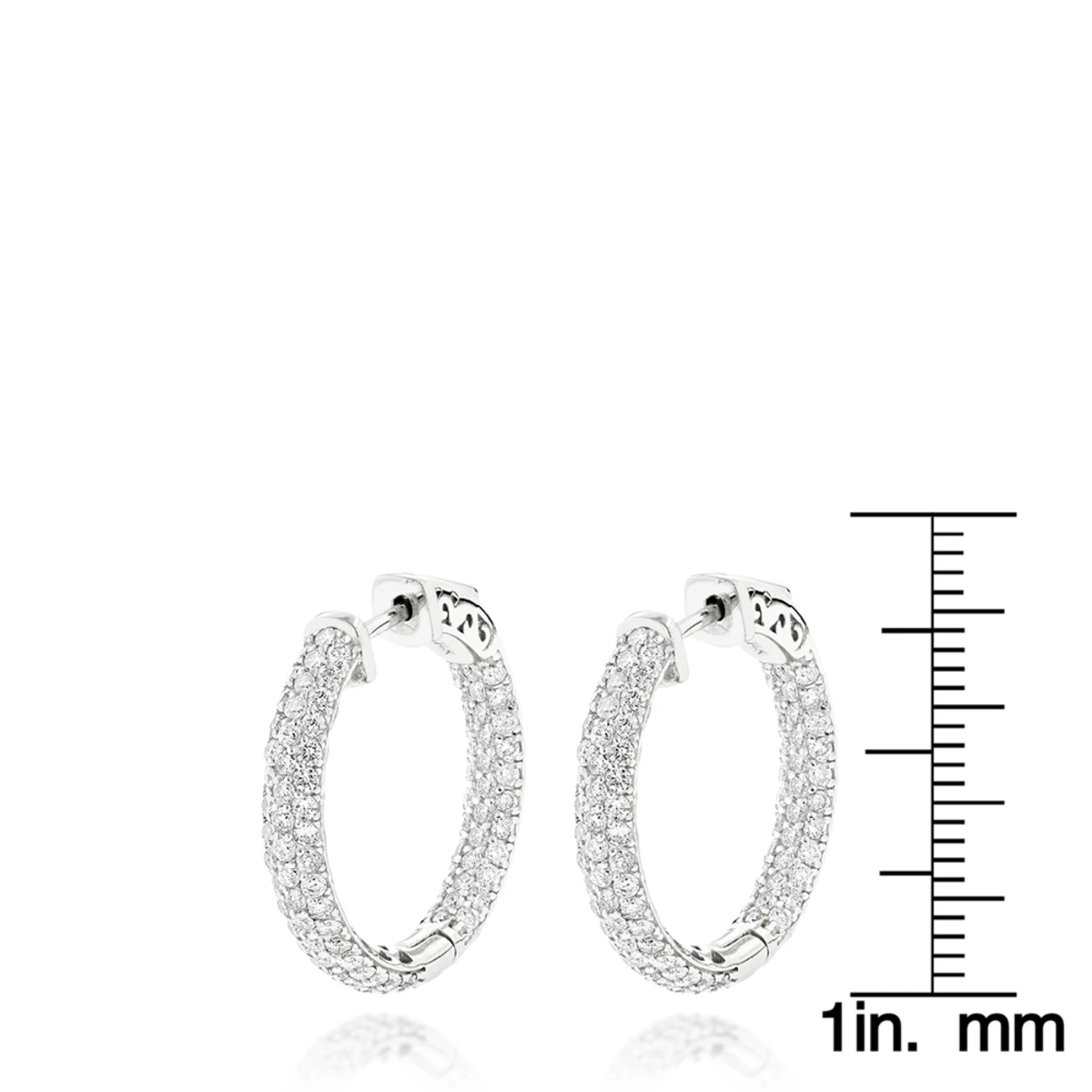 14K White Gold Small Inside Out Diamond Hoop Earrings For Women 2.7ct 1 Inch 8 14K White Gold Small Inside Out Diamond Hoop Earrings For Women 2.7ct 1 Inch - Image 6