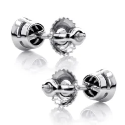 14K White Gold Solitaire Black Round Diamond Bezel Stud Earrings 0.25ct 3mm -Outlet Radiant Bijou Store 14k gold solitaire black round diamond bezel stud earrings 025ct backwh