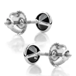 14K White Gold Solitaire Black Round Diamond Bezel Stud Earrings 1.5ct 11 14K White Gold Solitaire Black Round Diamond Bezel Stud Earrings 1.5ct -Outlet Radiant Bijou Store 14k gold solitaire black round diamond bezel stud earrings 15ct backwh