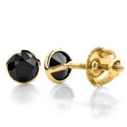 14K White Gold Solitaire Black Round Diamond Bezel Stud Earrings 1.5ct 9 14K White Gold Solitaire Black Round Diamond Bezel Stud Earrings 1.5ct -Outlet Radiant Bijou Store 14k gold solitaire black round diamond bezel stud earrings 15ct ye