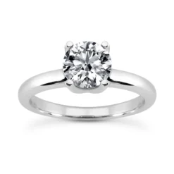 14K White Gold Solitaire Engagement Ring 0.50ct 2.65mm