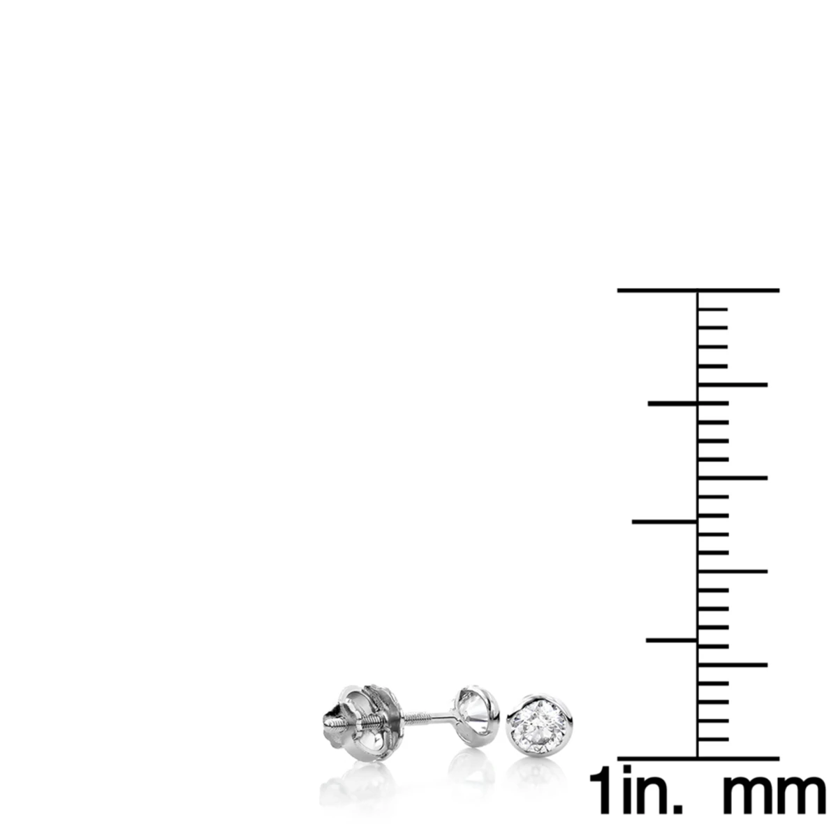 14K White Gold Solitaire Round Diamond Bezel Stud Earrings 0.25ct 8 14K White Gold Solitaire Round Diamond Bezel Stud Earrings 0.25ct - Image 6