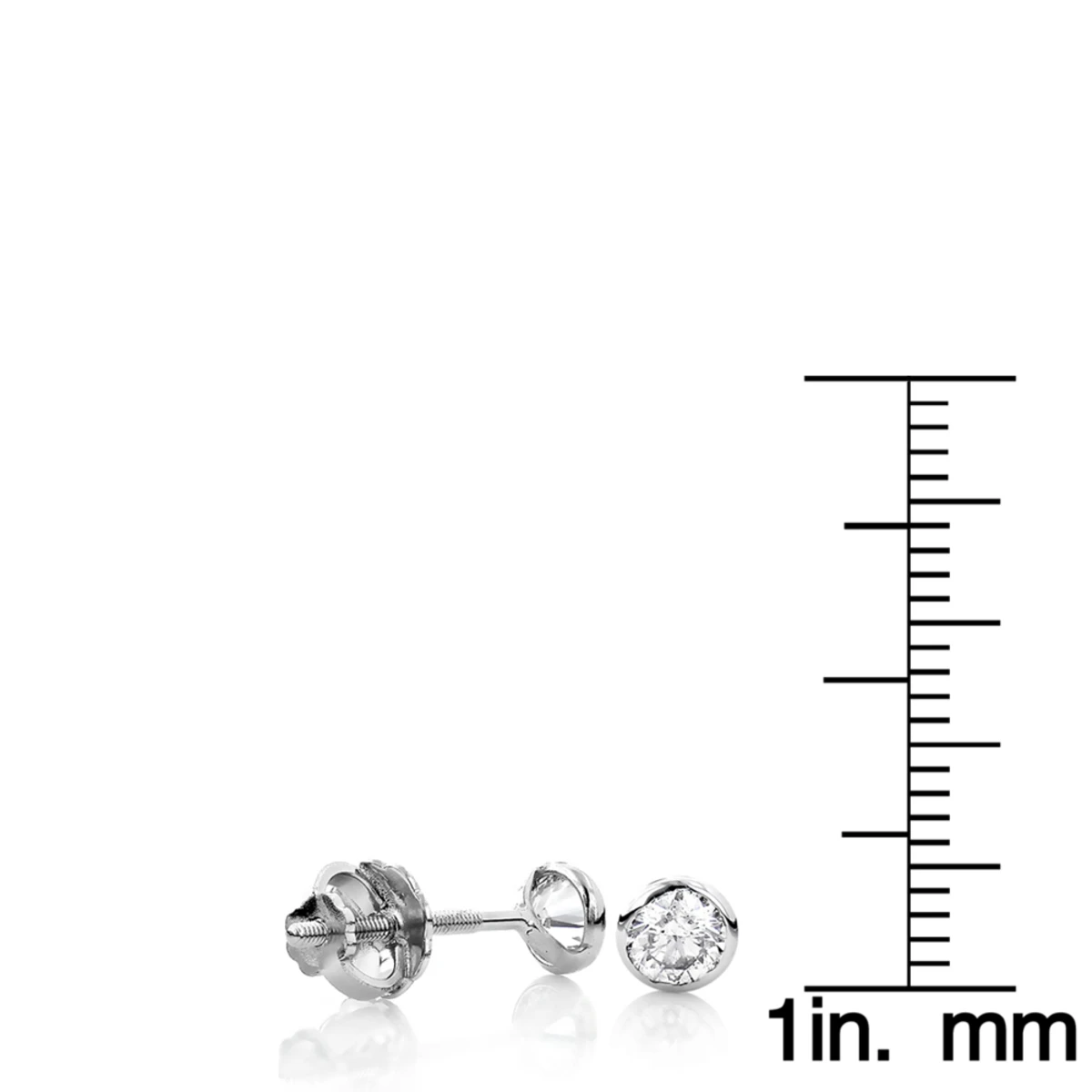 14K White Gold Solitaire Round Diamond Bezel Stud Earrings 0.75ct 8 14K White Gold Solitaire Round Diamond Bezel Stud Earrings 0.75ct - Image 6