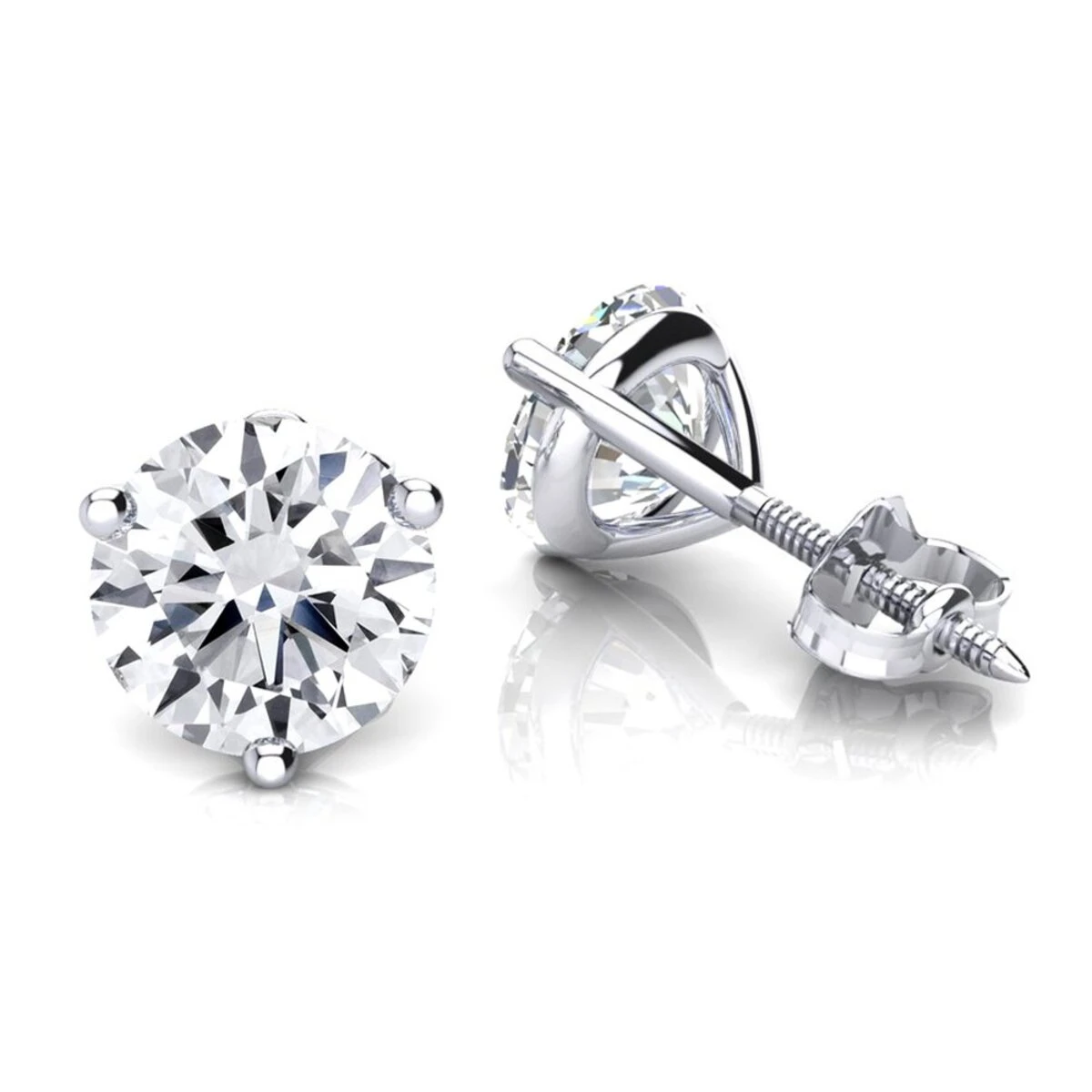 14K White Gold Solitaire Round Diamond Martini Stud Earrings 0.25ct 3 14K White Gold Solitaire Round Diamond Martini Stud Earrings 0.25ct