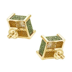 14K Yellow Gold Square Green Diamond Stud Earrings 1.3ct By Luxurman -Outlet Radiant Bijou Store 14k gold square green diamond stud earrings 13ct by luxurman backye