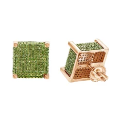 14K Yellow Gold Square Green Diamond Stud Earrings 1.3ct By Luxurman -Outlet Radiant Bijou Store 14k gold square green diamond stud earrings 13ct by luxurman ro