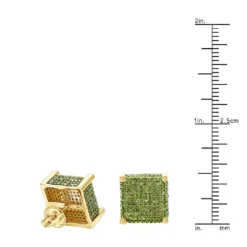 14K Yellow Gold Square Green Diamond Stud Earrings 1.3ct By Luxurman -Outlet Radiant Bijou Store 14k gold square green diamond stud earrings 13ct by luxurman rulerye