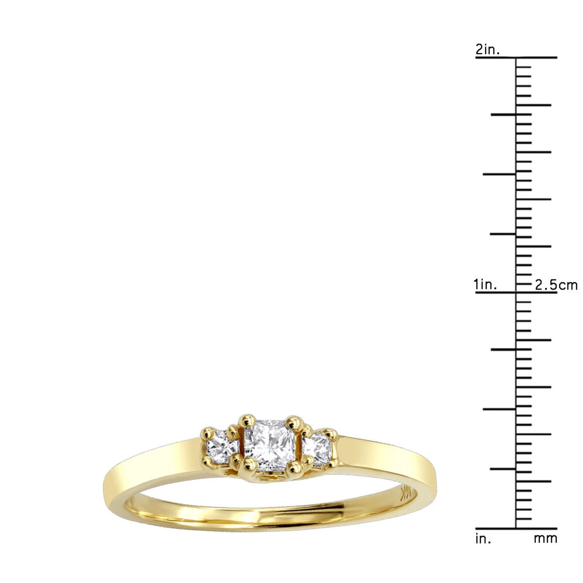 14K Yellow Gold Three Stone Diamond Engagement Ring 0.25ct 8 14K Yellow Gold Three Stone Diamond Engagement Ring 0.25ct - Image 6