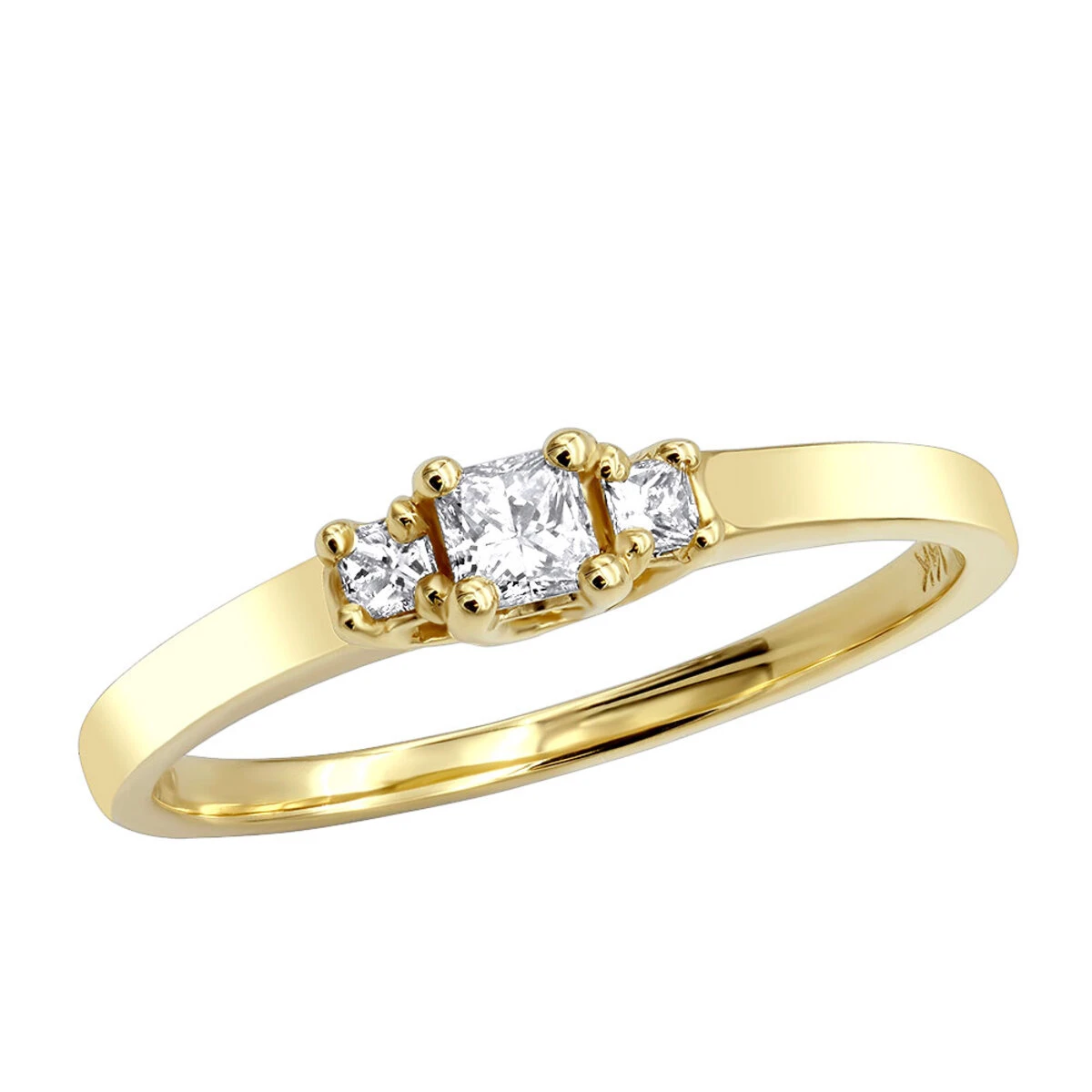 14K Yellow Gold Three Stone Diamond Engagement Ring 0.25ct 3 14K Yellow Gold Three Stone Diamond Engagement Ring 0.25ct