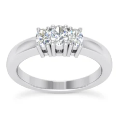 14K White Gold Three Stone Diamond Engagement Ring 0.50ct