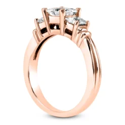 14K White Gold Three Stone Diamond Engagement Ring 0.64ct 2.75mm -Outlet Radiant Bijou Store 14k gold three stone diamond engagement ring 064ct p 24681 back rose 20220426