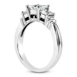 14K White Gold Three Stone Diamond Engagement Ring 0.64ct 2.75mm -Outlet Radiant Bijou Store 14k gold three stone diamond engagement ring 064ct p 24681 back white 20220426
