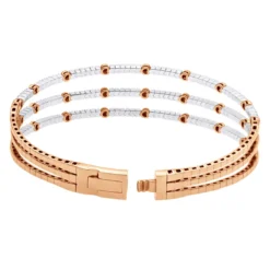 1.5 Carat Flexible Diamond Bangle Bracelet For Women Solid 14K Rose Gold 3 Row -Outlet Radiant Bijou Store 14k gold unique 3 row flexible diamond bangle bracelet for ladies 15 carat 018338 back rose