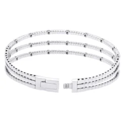 1.5 Carat Flexible Diamond Bangle Bracelet For Women Solid 14K Rose Gold 3 Row -Outlet Radiant Bijou Store 14k gold unique 3 row flexible diamond bangle bracelet for ladies 15 carat 018338 back white