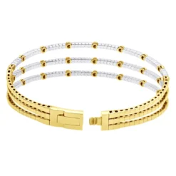 1.5 Carat Flexible Diamond Bangle Bracelet For Women Solid 14K Rose Gold 3 Row -Outlet Radiant Bijou Store 14k gold unique 3 row flexible diamond bangle bracelet for ladies 15 carat 018338 back yellow