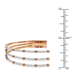 1.5 Carat Flexible Diamond Bangle Bracelet For Women Solid 14K Rose Gold 3 Row -Outlet Radiant Bijou Store 14k gold unique 3 row flexible diamond bangle bracelet for ladies 15 carat 018338 ruler rose