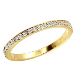 Ultra Thin 14K Yellow Gold Unique Diamond Engagement Stackable Ring 0.21ct