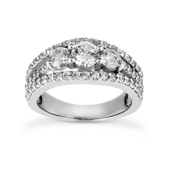 14K White Gold Unique Diamond Engagement Ring 0.85ct 6.8mm