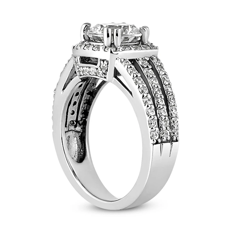 14K White Gold Unique Diamond Engagement Ring 0.92ct 4.8mm 6 14K White Gold Unique Diamond Engagement Ring 0.92ct 4.8mm - Image 4