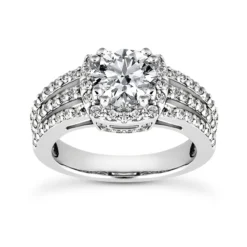 14K White Gold Unique Diamond Engagement Ring 0.92ct 4.8mm
