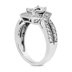 14K White Gold Unique Diamond Engagement Ring 0.94ct 5.4mm -Outlet Radiant Bijou Store 14k gold unique diamond engagement ring 094ct p 24012 back white 20220426