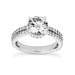 14K White Gold Unique Diamond Engagement Ring 1.03ct