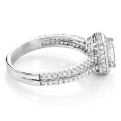Halo Emerald Cut Diamond Engagement Ring 1.21ct 14K White Gold -Outlet Radiant Bijou Store 14k gold unique diamond engagement ring 121ct p 23901 backwh