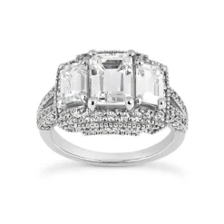 14K White Gold Unique Diamond Engagement Ring 1.62ct