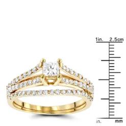 14K Yellow Gold Unique Diamond Engagement Ring Set 0.61ct -Outlet Radiant Bijou Store 14k gold unique diamond engagement ring set 061ct p 23530 rulerye