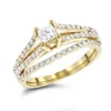 14K Yellow Gold Unique Diamond Engagement Ring Set 0.61ct