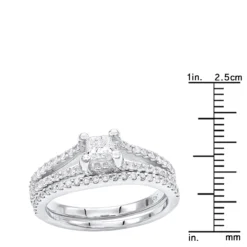 14K White Gold Unique Diamond Engagement Ring Set 0.64ct -Outlet Radiant Bijou Store 14k gold unique diamond engagement ring set 064ct p 23525 rulerwh