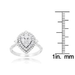 14K White Gold Unique Drop Design Pear Shape Diamond Cluster Ring For Women 1.3ct -Outlet Radiant Bijou Store 14k gold unique drop design pear shape diamond cluster ring for women 13ct ruler