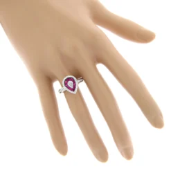 14K White Gold Unique Pear Shape Diamond And Ruby Women's Ring Drop Design 1tcw -Outlet Radiant Bijou Store 14k gold unique pear shape diamond and ruby womens ring drop design 1tcw bodwh