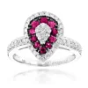 14K White Gold Unique Pear Shape Diamond And Ruby Women's Ring Drop Design 1tcw -Outlet Radiant Bijou Store 14k gold unique pear shape diamond and ruby womens ring drop design 1tcw mainwh