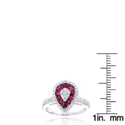 14K White Gold Unique Pear Shape Diamond And Ruby Women's Ring Drop Design 1tcw -Outlet Radiant Bijou Store 14k gold unique pear shape diamond and ruby womens ring drop design 1tcw rulerwh