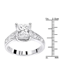 14K White Gold Unique Princess Cut Diamond Engagement Ring 2.65ct By Luxurman -Outlet Radiant Bijou Store 14k gold unique princess cut diamond engagement ring 265ct by luxurman rulerwh