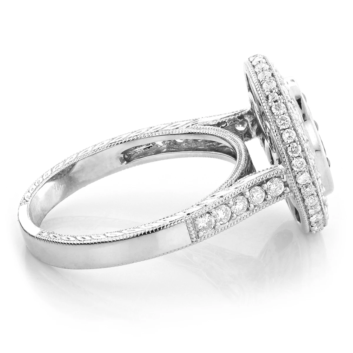 14K White Gold White And Blue Diamond Ring For Women 0.8ct Cluster | Engagement 6 14K White Gold White And Blue Diamond Ring For Women 0.8ct Cluster | Engagement - Image 4