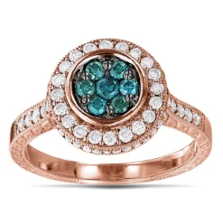 14K White Gold White And Blue Diamond Ring For Women 0.8ct Cluster | Engagement 9 14K White Gold White And Blue Diamond Ring For Women 0.8ct Cluster | Engagement -Outlet Radiant Bijou Store 14k gold white and blue diamond ring for women 08ct cluster engagement ro