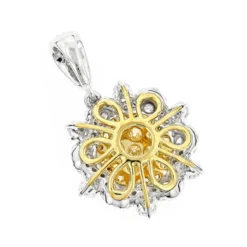 14K White Gold White And Yellow Diamond Ladies Flower Pendant 2.3ct -Outlet Radiant Bijou Store 14k gold white and yellow diamond ladies flower pendant 23ct backwh