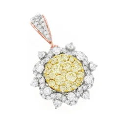 14K White Gold White And Yellow Diamond Ladies Flower Pendant 2.3ct -Outlet Radiant Bijou Store 14k gold white and yellow diamond ladies flower pendant 23ct ro